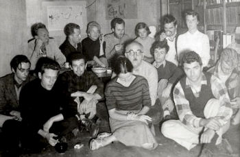 Last members of the Black Mountain community, including Charles Olson, Joseph Fiore, Dan Rice, and others (c.1956)