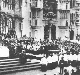 Gaudí's funeral in the Sagrada Família, Barcelona, 12 June 1926