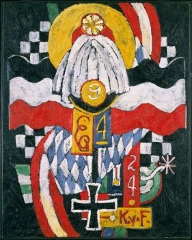 Hartley included his lover's, Karl von Freyburg's, initials in the famous <i>Painting No. 47</i> (1914 - 15)