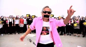 Anish Kapoor in his “Gangnam for Freedom,” choreographed by Akram Khan, which included 400 people to bring awareness and help dissident Chinese artist Ai Weiwei (November, 2012)