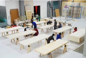 View of Kaikai Kiki Co., Murakami's large operation creating various, and massive pieces