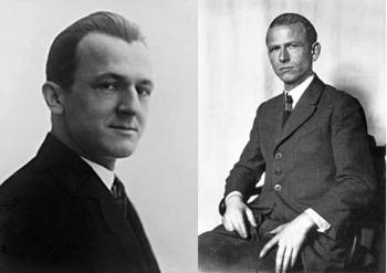 Left: Portrait of George Grosz (c. 1925) Right: Portrait of Otto Dix (c. 1925)