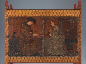 Philip Webb (cabinet designer) and Edward Burne-Jones (painter), <i>The Backgammon Players</i>, (1861), an early piece by Morris, Marshall, Faulkner & Co
