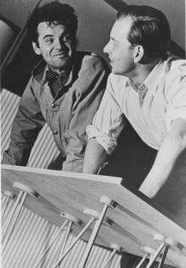 From right: Eero Saarinen and Charles Eames at Cranbrook (1939)
