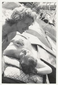 Aline and Eero Saarinen boating (c. 1955)
