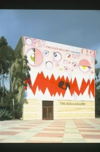 The MOCA Gallery's photograph of their building, painted in the Superflat style for the 2001 Superflat Exhibition.
