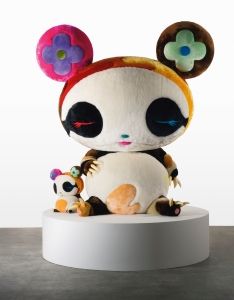Takashi Murakami's <i>Panda Geant</i> (2009) is a seven-foot tall sculpture of a character from his anime <i>Superflat Monogram</i> (2003) released with the launch of his collaboration with Louis Vuitton.