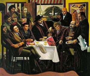 William Roberts, <i>The Vorticists at the Restaurant de la Tour Eiffel, Spring 1915</i> (1961-2), Oil on canvas, Tate Britain