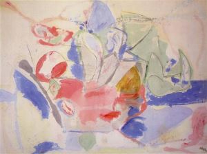 Helen Frankenthaler's <i>Mountains and Sea</i> (1952) with its soak stain technique that she invented and which the Washington Color School, led by Noland and Louis, adopted