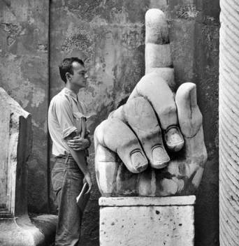 Photograph of Cy Twombly at the Musei Capitolini in Rome, taken by Robert Rauschenberg