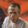 Self Portrait with Palette before Red Curtain(1942)