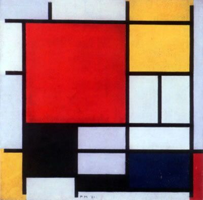 Composition with Large Red Plane, Yellow, Black, Gray, and Blue (1921)