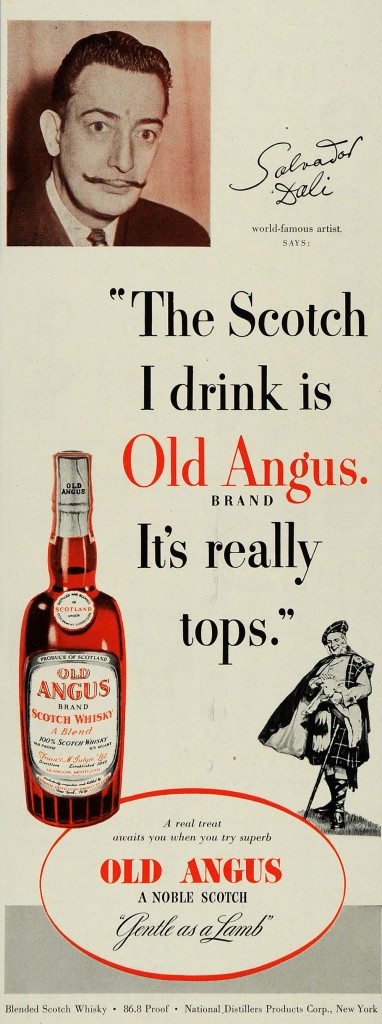 Salvador Dalí for Old Angus scotch whisky, 1951.