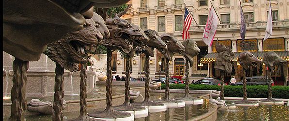 Detail of <i>Circle of Animals/Zodiac Heads</i> by Ai Weiwei installed in New York City at the Pulitzer Fountain at Grand Army Plaza, May 2011