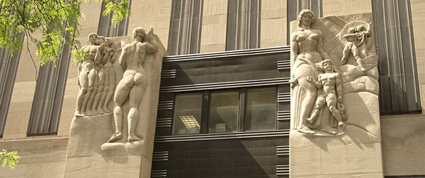 Relief above 30 Rockefeller Plaza in New York City (entrance to the NBC Studios and The Rainbow Room)