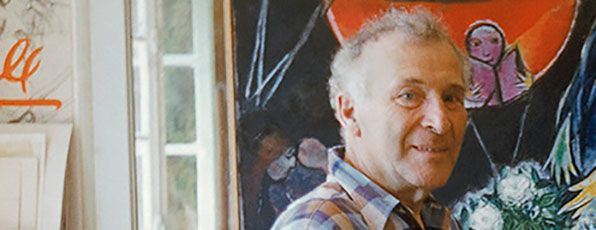 Marc Chagall, aged 68, in his studio in Vence, France (1955)