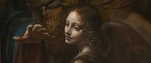 Detail from Leonardo's <i>Virgin on the Rocks</i> (1491-92)