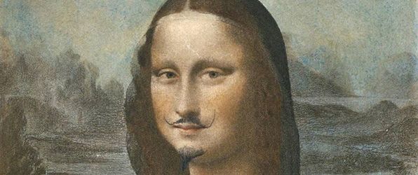 Detail of <i>L.H.O.O.Q.</i> (conceived in 1919) by Marcel Duchamp