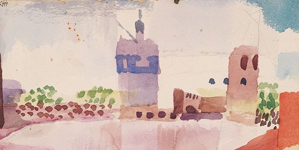 Detail of <i>Hammamet With Mosque</i> (1914) by Paul Klee