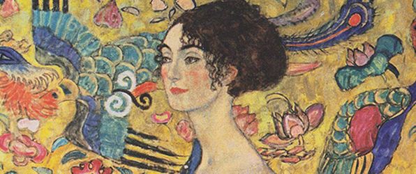 Detail of <i>Woman with fan</i> (1917-18) by Gustav Klimt