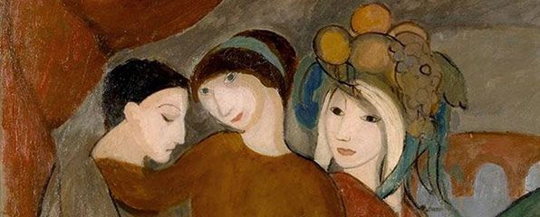 Detail from Réunion à la campagne (Apollinaire et ses amis) (1909) by Marie Laurencin