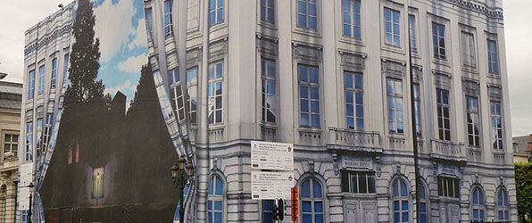 Installation of the Magritte-Museum in Bruxelles, Belgium (2008-09). The covering of the building was imprinted with The Dominion of Light before its official opening on June 2nd, 2009