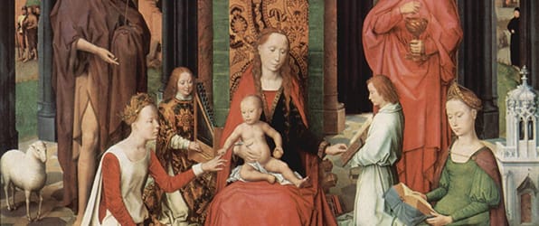 Detail from <i>Sacra Conversazione with Saints John the Baptist, John the Evangelist, Catherine of Alexandria, and Barbara</i> (1479)