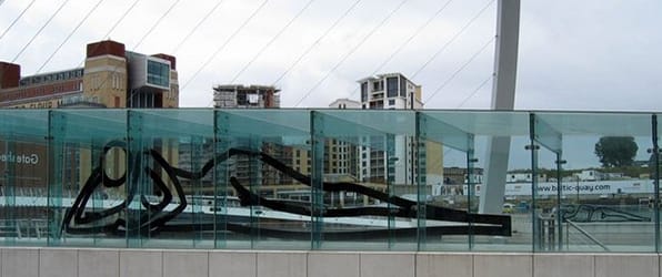 <i>Reclining Nudes</i> (2003) at Gateshead Millennium Bridge, Newcastle upon Tyne, England.