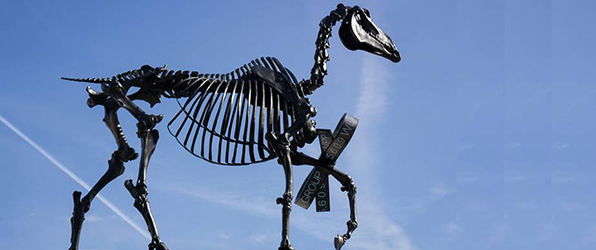 Hans Haacke's <i>The Anatomy of the Horse</i> installed in London's Trafalgar Square.