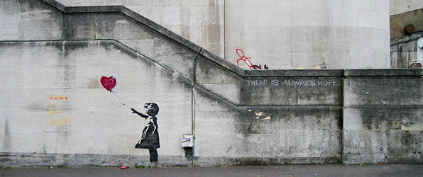 Banksy's iconic image of girl and balloon in South Bank, London