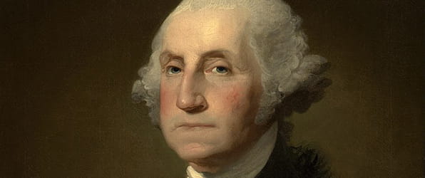 <i>George Washington</i> (1803). Gilbert Stuart painted several portraits of the first president of the United States of America.