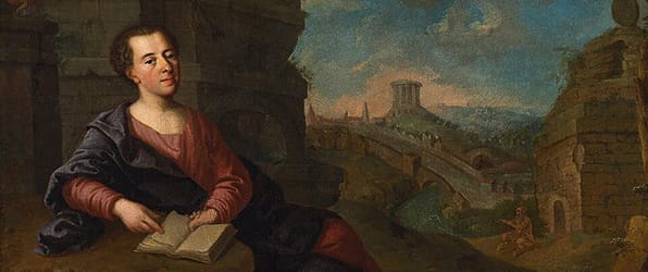 Anonymous portrait of Winckelmann against classical landscape, after 1760