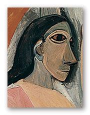 One of the figures from Picasso's masterpiece.  Believed to be composed by him from his studies of African masks