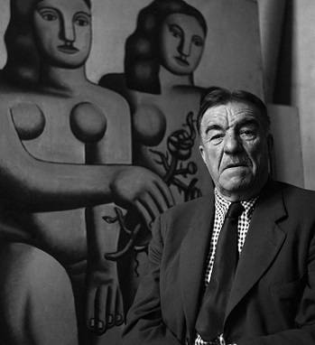 Fernand Leger with British model Anne Gunning in his Paris studio (1955)