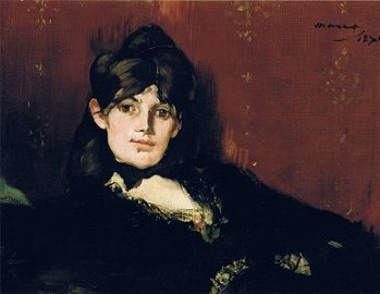 <i>Berthe Morisot Reclining</i> (1867) is one of a dozen painting of the beautiful young painter that Manet made over their very passionate relationship.