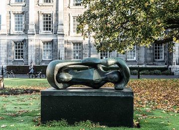 Henry Moore's bronze Reclining Connected Forms (1969) grace Library Square of Trinity College in Dublin