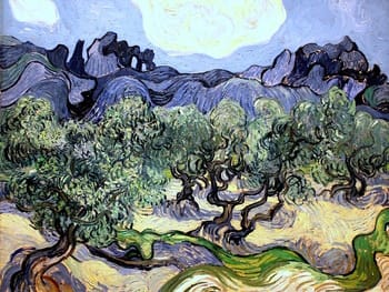 <i>The Olive Trees</i> (1889) epitomizes van Gogh's use of outline and patterning in his proto-abstract paintings