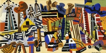 <i>Abstraction</i> (1937) by Stuart Davis demonstrates a harmony and sense of rhythm inspired by music