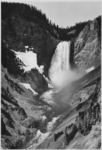 Ansel Adams, <i>Yellowstone Falls</i> (1941). Adams was commissioned to photograph National Parks in 1941, a project that took him to Yellowstone.