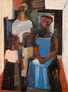 Many 20th-century African-American artists were inspired by African art. This can be seen in Charles Henry Alston's painting <i>The Family</i> (1955) in the collection of the Whitney Museum.