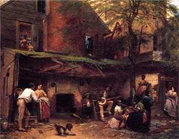 Jonathan Eastman Johnson, <i>Negro Life in the South</i> (1859). Johnson spent over three years studying at The Hague where he made close studies of Dutch 17th-century painting, particularly the works of Rembrandt.