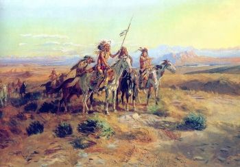 Charles Marion - “The Kid” - Russell, <i>The Scouts</i> (1902). The Sotheby's Auction House describes how Russell devoted his life to “documenting scenes of a rapidly disappearing Native American cultures and the close of the American Frontier, as well as romantic visions of the West”.