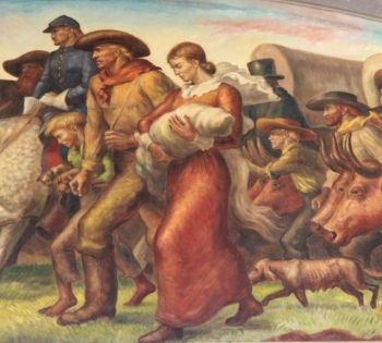Curry's <i>Movement of the Population Westward</i> - an example of a mural in the U.S. Department of Justice building