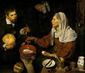 يعد فيلم <i> امرأة عجوز تقلى البيض </ i> (1618) من أعمال دييغو فيلاسكيز عملًا مبكرًا ، ورائعًا لملاحظته الواقعية وتأثيره الذي يكاد يكون فوتوغرافيًا.