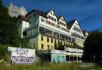 The Saint-Hilaire-du-Touvet sanitorium, situated in the mountain range of the Dauphine Alps, where Barthes convalesced between 1941-44. The three abandoned and derelict buildings were destroyed between 2016-19.