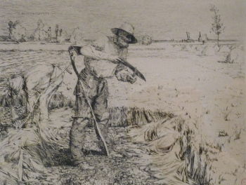 Bastien-Lepage was fascinated by both nature and the peasants who worked the land. Subjects he returned to throughout his career, while most of his works were paintings he even explored the theme in this etching on paper, <i>Les Fauchers (The Reapers)</i> (1878).