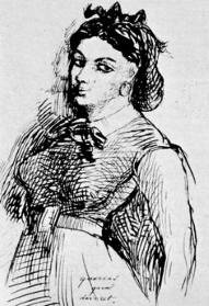Charles Baudelaire created this sketch of his lover Jeanne Duval in 1869.
