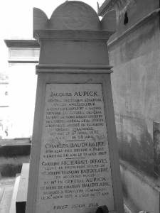 Gravestone of Charles Bauldelaire located in Montparnasse Cemetery in Paris, France.