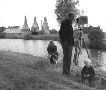 Bernd and Hilla Becher with son, whom they took on photoshoots with them.