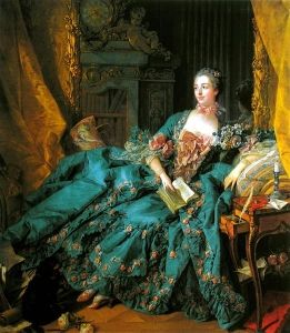 Boucher's 1756 portrait, <i>Madame de Pompadour</i>, balances the beauty and erudition of his most important patron, lavishing attention both to the elegant details of her gown and the books and papers that surround her.
